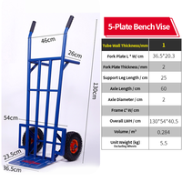 Chariot pliable portable TOOLPU de 1,3 mètre à 5 plateaux, finition huilée BLEU, grande capacité, chariot à main robuste pour usine
