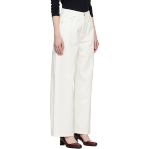 Vaqueros anchos de mezclilla blanca sólida para hombre, de cintura alta, holgados, rectos, estilo casual, para uso diario, streetwear, pantalones de mezclilla. - Product Image 3