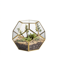Vase de table mini en verre Art Déco, forme géométrique pentagonale, icosaèdre régulier, pour aquarium, jardin féerique extérieur, cadeau
