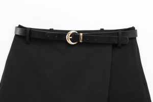 <span class=keywords><strong>Jupe</strong></span>-<span class=keywords><strong>short</strong></span> décontractée tendance à fente avant, couleur noire, vente flash pour femmes - Product Image 3