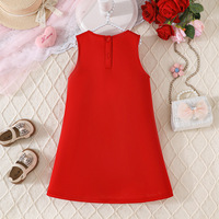 Robe légère pour enfants 2026, robe de soirée douce pour fille avec fleurs tridimensionnelles rouges et blanches