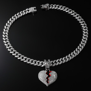 Nuevo Collar Personalizado Estilo Hiphop 2026 con Colgante de Corazón Rojo, Cadena Cubana de Aleación, Collar para Hombre, Joyería de Moda - Product Image 4