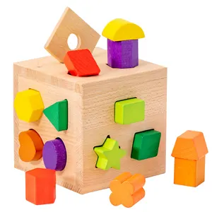 Uilding-caja de inteligencia a juego con forma de bloques, juguetes educativos de madera para niños de 2 a 7 años, iluminación para educación temprana