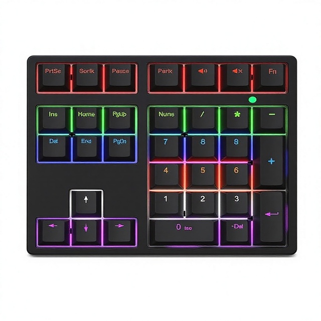 Wired Mechanical Digital Keyboard with RGB Backlit Numeric Keypad PS/2 Interface Waterproof for Desktop Office Use