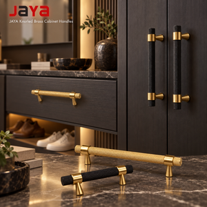 JAYA Nordic Value Black Brass Modern Knurled Handle for Kitchen Cabinet Wardrobe Drawer Shoe Cabinet <strong>Doors</strong> - Product Image 1