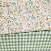 HAPPEAK Tissu en popeline de coton imprimé de luxe Textiles respirants tissés à carreaux floraux Tissus en coton pour vêtements