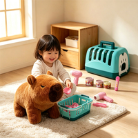 Ensemble de jeu pour enfants sur le thème des animaux, cochon d'eau électrique en peluche avec cage de transport portable, jouets d'imitation pour l'alimentation
