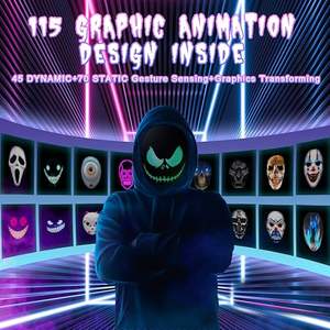 Masque de déguisement en plastique à commande par application Bluetooth électrique, masque de visage Colplay, masque intelligent lumineux LED <span class=keywords><strong>pour</strong></span> <span class=keywords><strong>Halloween</strong></span>, masque d'<span class=keywords><strong>horreur</strong></span> de célébrité - Product Image 2