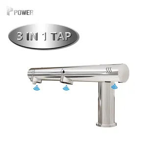 Özelleştirilmiş fişler el kurutma makinesi Touchless paslanmaz çelik lavabo musluğu sabunluk ile dokunun
