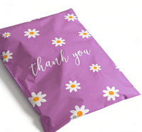 Sacs d'expédition Kawaii Purple Daisy imperméables à fermeture autocollante pour emballages de marque mignons