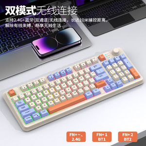 Silver Fox K94 Color Blocked Rotary <b>Keyboard</b> Wireless Backlit Mechanical For Computer Laptop Mixed Light - Product Image 4