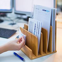 Organizador de Archivos de Bambú Personalizado, Tipo Escritorio, Multicapa, Caja de Almacenamiento para Clasificación de Archivos, Estante para Clasificar Sobres