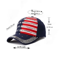Gorras de Béisbol Ajustables de 7 Paneles con Bandera de EE. UU. y Pedrería para Hombre y Mujer, Estilo Hip Hop, DYYXC