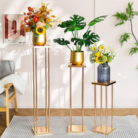 Hochzeits-Tischdekoration Geometrische Mittelstück-Ständer Hohe Goldene Metall-Blumenständer für Tische