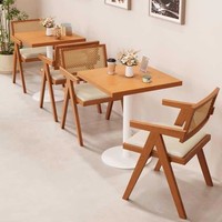 Table et chaises de style bois pour salon de thé, pâtisserie, chaises de salle à manger en bois massif, ensemble table et chaises pour restaurant occidental