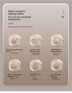 Ensemble de meuble-lavabo double moderne avec miroir LED, armoire haute de salle de bain, grand rangement, unité sur pied - Product Image 4