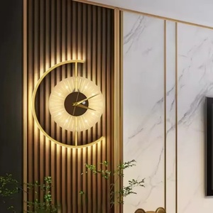 Lámpara de Pared Moderna de Lujo con LED, Base B22, Control Remoto, 3500K, Luz Blanca Cálida, Soporte de Pared, Lámpara de Noche Creativa con Reloj, Dorado, para Interiores - Product Image 6