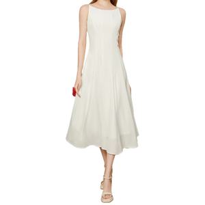 Nuevo Vestido Largo Blanco sin Mangas con Tirantes, Estilo Francés Popular para Mujer, con Cintura Natural - Product Image 3