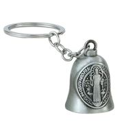 Porte-clés personnalisé en métal avec cloche de Saint Benoît, cadeau religieux, porte-clés 3D en relief, souvenir, fournisseur direct d'usine en gros