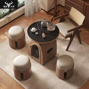 Small Apartment Movable Tea <b>Table</b> With Kettle Mid Range Style Designer Solid Wood Balcony Living Room - Product Image 2