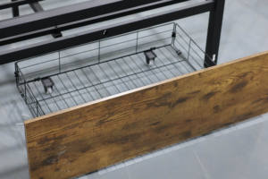 กรอบเตียงเหล็กไฟ LED สีน้ำตาลแบบย้อนยุคแบบทันสมัยลิ้นชักเก็บของขนาดใหญ่2อันทนทานช่องชาร์จอเนกประสงค์สำหรับห้องนอนอพาร์ทเมนต์ - Product Image 3