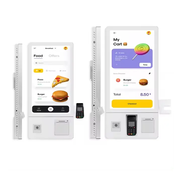 24 "32" Pedido pantalla táctil sistema POS McDonald's KFC restaurante inteligente autoservicio pedido máquinas de pago quiosco