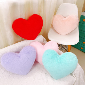 Coussin en peluche en forme de cœur, coussin doux pour canapé, lit, chaise, décoration, couleurs rose, rouge, violet, bleu, Orange - Product Image 1
