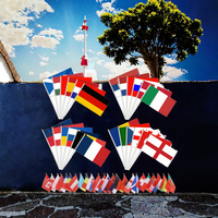 24 drapeaux de pays européens 14x21cm en polyester imperméable avec mât blanc de 30cm pour l'Eurovision 2026 et le football européen