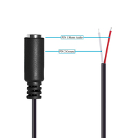 Câble audio semi-fabriqué personnalisé, prise mono TS mâle/femelle 3,5 mm vers fil nu, extrémité ouverte, câble auxiliaire