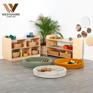 Armoire de rangement de jouets en bois Montessori avec tapis <span class=keywords><strong>cocon</strong></span> pour garderie préscolaire maternelle garde d'enfants organisateur de meubles - Product Image 1