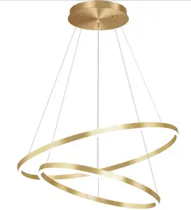 fresco bianco lampadario Suppliers-Modern 3 Ring Lighting LED Ceiling Chandeliers Contemporary Pendant Lights Living Room Cool White Light Fixtures Hanging Lamp