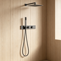 Ensemble de douche WEIHAO gris anthracite, 2 fonctions, douche de plafond carrée avec douchette à main, système de douche moderne pour salle de bain d'hôtel