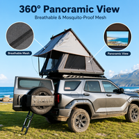 Tente de toit triangulaire spacieuse en aluminium pour 2-3 personnes, tente de camping tout-terrain 4x4 avec LED USB, installation rapide