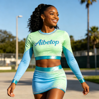 Uniforme de cheerleading personnalisé en cristal AB, décorations scintillantes et glamour, respirant, confortable, détails étincelants délicats, grandes tailles pour les grands matchs
