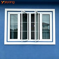 Ventanas Abatibles de Vidrio Fijo JY con Diseño de Rejilla, Aislamiento Térmico, Aluminio, Resistentes a Huracanes, Insonorizadas