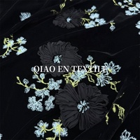 Tissu Brocart Texturé Nouveau Style Chinois Broderie Lourde Velours Extensible Tricoté Résistant à l'Abrasion Vêtements pour Femmes
