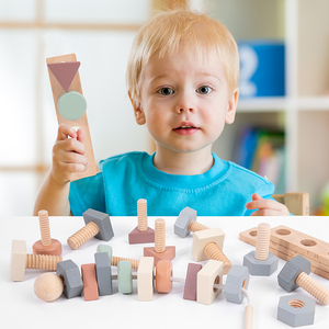 Montessori Macron legno <span class=keywords><strong>dado</strong></span> giochi educativi vite combinazione blocco filettatura perline Juguetes giocattoli per bambini ragazzi ragazze - Product Image 3