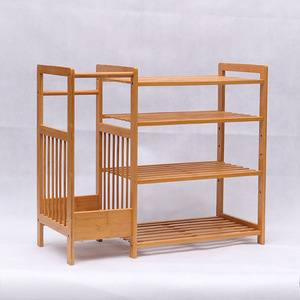 Bamboo <b>Shoe</b> Rack 4 Layers <b>Space</b> <b>Saving</b> Standing Type For Bathroom <b>Storage</b> - Product Image 2