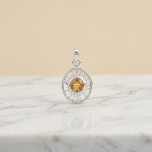 Colgante de Citrino en Tono Plateado, Colgante de Sol con Piedra Redonda Facetada, Joyería con Diseño de Rayos de Sol, Colgante Celestial Ovalado con Diseño Calado, Estilo Bohemia, Regalo - Product Image 5