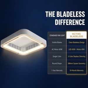 2026 Bladeless Ventilador De Techo Flush Mount Smart APP <b>Control</b> Dimmable Square Led <b>Ceiling</b> Fan with <b>Light</b> and <b>Remote</b> - Product Image 3