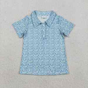 Camiseta de Manga Corta para Bebé Niño con Estampado de Caballito de Mar Azul BT1113 rts, Ropa de Verano - Product Image 1