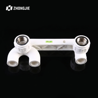 Sambungan Pipa PPR Double Female Thread Elbow 20mm 25mm 1/2 Inch BSP PN25 Kuningan dengan Waterpas, Bracket Mixer Shower, U Bend, Pemasangan di Dinding