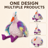 Peluche d'oiseau brodée sur mesure, directement de l'usine, anti-stress, œuvre d'art, OEM ODM, poupée en peluche pour marques IP originales