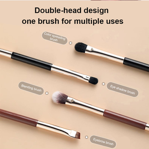 <span class=keywords><strong>Pinceau</strong></span> de <span class=keywords><strong>maquillage</strong></span> double embout avec manche marron et virole dorée, <span class=keywords><strong>pinceau</strong></span> de mélange effilé et moelleux et <span class=keywords><strong>pinceau</strong></span> professionnel plat et angulaire - Product Image 6
