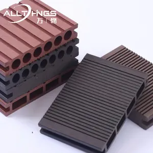 3D gravando café Wood Plastic Composite Tiles WPC Decking Flooring para Outdoor