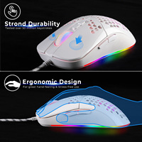 Souris de jeu optique USB TASSO YCM-04 78g légère avec rétroéclairage RGB en nid d'abeille, 7200 DPI, programmable, pour droitier, PC portable, en stock
