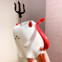 Cadeaux créatifs pour Halloween Tasse à café en céramique mignonne avec petit diable Tasse en céramique personnalisée avec dessin animé elfe démon