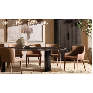 Byron Emperador Tùy Chỉnh Thiết Kế Hiện Đại Hình Bầu Dục Nhà Bếp Bàn Ăn Tự Nhiên Travertine Top Nhà Hàng Phòng Khách Bộ - Product Image 3