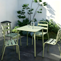 Mesa de Comedor Moderna Cuadrada de Metal con Recubrimiento en Polvo, Resistente a la Intemperie, para Jardín, Patio, Villa, Parque, Restaurante