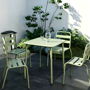 Table à manger carrée moderne en métal thermolaqué résistant aux intempéries pour jardin, cour, villa, <span class=keywords><strong>restaurant</strong></span> - Product Image 1
